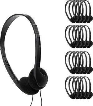 Avid Products AE-08 50 Pack Disposable On-Ear Headphones with 3.5mm Plug, Black