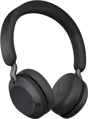 Jabra Elite 45h, Titanium Black  On-Ear Wireless Headphones with Up to 50 Hours of Battery Life, Superior Sound with Advanced 40mm Speakers  Compact, Foldable & Lightweight Design