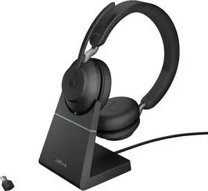 Jabra Evolve2 65 - USB-C MS Teams Stereo with Charging Stand - Black Wireless Headset/Music Headphones