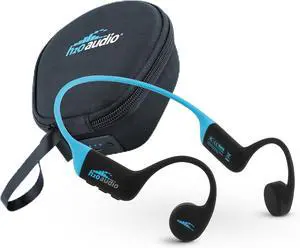 H2O Audio TRI 2 Blue Black Waterproof Bone Conduction Headphones Bundle - Bluetooth 5.3, MP3 Mode, 12ft Underwater Performance, Extended Battery Life, Protective Hard Shell Case - Blue/Black