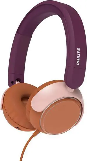 Philips TAK2000MP 2000 Series On Ear Wired Kids Foldable Headphones - Volume Limited, Audio Sharing, 3.5mm and USB-C Cable Included - Magenta Purple