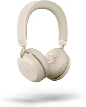 Jabra Evolve2 75 Wireless PC Headset with 8-Microphone Technology - Dual Foam Stereo Headphones with adjustable Advanced Active Noise Cancellation, USB-A Bluetooth Adapter and UC Compatibility - Beige