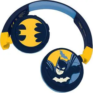 Lexibook Batman 2-in-1 Bluetooth and Wired Headset with Mic and Control Button, Long-Life Rechargeable Battery HPBT010BAT