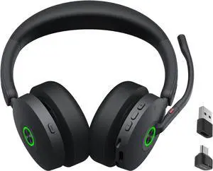 Yealink BH74 ANC Bluetooth Headset with Microphone for Hybrid Work, Microsoft Teams Premium Open Ofce Certified Headsets with 6-mics Active Noise Cancellation, Zoom Certified, 65H Battery