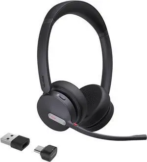 Yealink BH70 Dual Wireless Bluetooth Headset with Mic for Work, Teams Certified, up to 35h Talk Time, 147g All-Day Wearing Comfort, USB-C/A