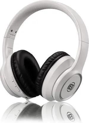 Bresser Bluetooth Over-Ear Headphones for Gaming or Phone with Built-in Microphone, 3.5 Jack Connection and Up to 8 Hours Runtime, White