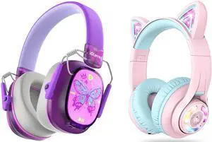 iClever Focus Noise Cancelling Headphones for Kids & BTH13 Kids Bluetooth Headphones iPad/Tablet/Airplane