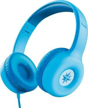 Trust Nouna Children's Headphones with Cable, Volume Limiter (85 dB) for Children from 4 Years, On-Ear Foldable Headset with Microphone, 3.5 mm Jack, Headphones Children with Sticker, Blue
