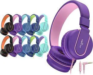 AILIHEN Kids Headphones Bulk 11-Pack for K-12 School Classroom, On-Ear Wired Headset with Microphone for Students Children with 93dB Volume Limited, 3.5mm Jack for Chromebooks Tablets Laptop Computer