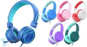 iClever HS21 & HS27 Kids Headphones for School Bundles, Tangle Free, 3.5mm Jack, HD Stereo, Folable Kids Headphones with Cord for Classroom/Student/Tablets/Laptop