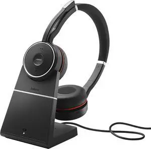 Jabra Evolve 75 SE Stereo Wireless Headset - Bluetooth Headset with Noise-Cancelling Mic, Active Noise Cancellation and Charging Stand - MS Teams Certified, Works with All Other Platforms - Black