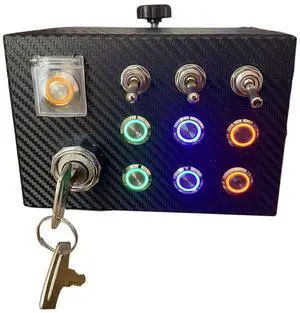 ATS/ETS Truck Simulator Box For MOZA R3/R5/R9/R12/R13 Base; PC with 10 Function Button Box Switches and Trailer Brake Knobs;Multi-function Simulator Central Control Box for American Truck