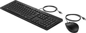 HP 225 Wired Mouse and Keyboard - USB Cable Keyboard - USB Cable Mouse - Scroll Wheel - Compatible with Windows