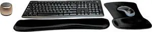 Logitech MK270 Wireless Keyboard & Mouse Combo Active Lifestyle Travel Home Office Must-Have Modern Bundle with Micro Portable Wireless Bluetooth Speaker, Gel Wrist Pad & Gel Mouse Pad