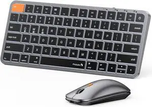 ProtoArc Backlit Compact Bluetooth Keyboard and Mouse for Mac, KM90-A Multi-Device Wireless Keyboard Mouse for Mac, Quiet and Rechargeable, for MacBook Pro/Air, iPad - Space Gray