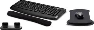 HP Wireless Keyboard & Mouse 300 PC Accessories Bundle with Waverest Gel Pads & Dual Bluetooth Speakers with Professional Sound, Built-in Mic & Remote Selfie Shutter