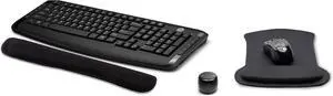 HP 300 Wireless Keyboard and Mouse Bundle with Waverest Gel Pads and Micro Bluetooth Speaker, Professional Sound, Built-in Mic and Remote Selfie Shutter