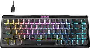 ROCCAT Vulcan II Mini Air 65% Optical Mechanical Gaming Keyboard, Full Wireless and Bluetooth Capabilities, Customizable RGB Illumination, Button Duplicator, On-Board Profiles, Aluminum Plate  Black