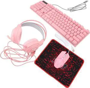 Gadpiparty 1set Keyboard and Mouse Set RGB Led Lighting Wired Headset and Comfortable Design for Gamers for Office and Gaming Use