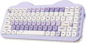 YUNZII C75 Wireless Mechanical Keyboard,75% Layout, Hot-Swappable NKRO,BT5.0/2.4G/USB-C Mode,Dye-Sub PBT MOA Keycaps,RGB Gasket Mount,Cute Cake Design for Mac/Win/Gaming (Purple, Milk V2 Switch)