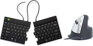 R-Go Vertical Ergonomic Mouse & Split Keyboard, Wired Vertical Mouse with Break Software, Prevention Mouse Arm - Black