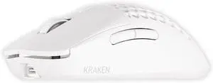 Kraken AERO - Superlight Wireless Gaming Mouse, Ultra-Lightweight, LAG-Free Wireless, Dual-Mode (2.4Ghz + Wired) Symmetrical, 26,000 DPI, PAW3395 Compatible with PC/MAC (White)