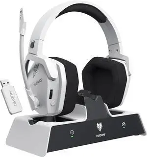 NUBWO G06 Pro Wireless Gaming Headset with Charging Station for Headset & PS5 Controller, 17ms Low Latency, 120H Battery Life, Dynamic 50mm Drivers-White (Only Compatible with PS5)