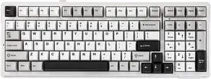 EPOMAKER x Aula F99 Wireless Mechanical Keyboard, Hot Swappable Gasket Custom Gaming Keyboard with Five-Layer Padding, Bluetooth/2.4GHz/USB-C, 8000mAh Battery (White Grey, Reaper Switch)