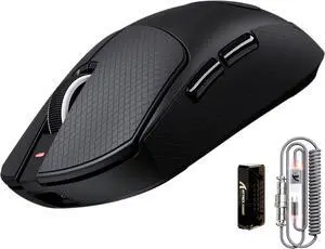ATTACK SHARK X8ULTRA Wireless Gaming Mouse, 42000 DPI PAW3950MAX Sensor, 8000Hz Optical Nordic 52840 Tri-Mode 2.4G/BT/Wired, 55g Lightweight Big Hand Ergonomic Mouse with Coiled Cable-Black&Tape