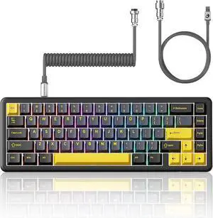 ATTACK SHARK X65 HE Rapid Trigger Compact 60% Wired Gaming Keyboard,Hall Effect Magnetic Switch Keyboard,Adjustable Actuation,8KHz Polling Rate,PBT Keycap RGB Backlit with Coiled Cable-Star Black