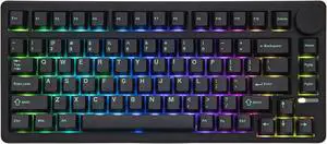 EPOMAKER QK81 75% Wireless Mechanical Gaming Keyboard, QMK/VIA Programmable and Hot-Swappable, 81 Keys with Metal Knob, 2.4Ghz/BT/USB, Creamy Gasket-Mount, RGB Backlight (Black, Wisteria Switch)