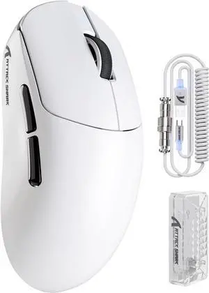 ATTACK SHARK X8 PRO 8K Wireless Gaming Mouse,PAW 3395PRO Sensor,40K DPI,Tri-Mode,55g Ultra-Light,Broadcom 52840 MCU Chip,Programmable Mice with Coiled Cable for PC/MAC/Win-White