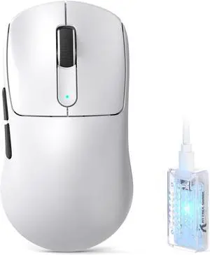 ATTACK SHARK V5 Wireless Gaming Mouse with 42000 DPI -PAW3950 MAX Sensor -55g Ultra-Lightweight-Nordic 52840 MCU,Wired/BT/2.4GHz Wirelss Programmable Mouse for PC/Mac (White)
