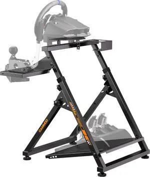 High Compatible Racing Wheel Stand Fits Handbrake, 29 Holes Wheel Panel & 26 Holes Shifter Panel, Foldable Sim Steering Racing Stand, Widely Height Adjustable and Cup Holder