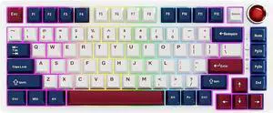 BOYI 82Keys Aluminum Alloy Mechanical Keyboard,75% RGB Gasket-Mounted BT5.0/2.4G/Type-C Wired Tri-Mode Hot-Swap Programmable PBT Keycaps Gaming Keyboard with Knob for MAC/Win(Ruby Red PBT Keycaps)