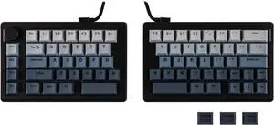 EPOMAKER Split70 Wireless Ergonomic Keyboard with QMK/VIA and Knob, Mechanical Gaming Keyboard with RGB, Hot-Swap, Creamy Linear Switch, PBT Keycap, Mac Modifier, Gasket, 70% Split Layout (Black)