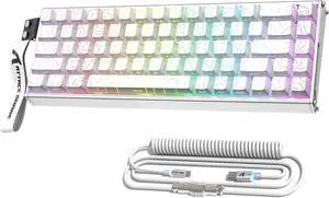 ATTACK SHARK X68MAX HE 60% Wired Magnetic Switch Keyboard,Full Aluminum CNC,0.005mm RT Accuracy,8KHz Rapid Trigger Mechanical Gaming Keyboard,Adjustable Actuation,RGB Coiled Cable for FPS Games,White