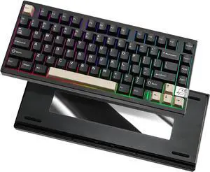 YUNZII AL75 PRO 75% Wireless Mechanical Gaming Keyboard,Full Aluminum CNC,BT/2.4G/Wired,PBT Keycaps,Gasket Mounted Hot Swap,Custom RGB Backlight, Programmable for Mac/Win (Black, Blue Grey)