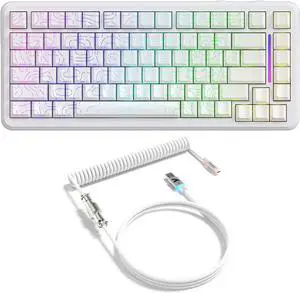 ATTACK SHARK X82 PRO HE Magnetic Gaming Keyboard,8KHz Polling Rate,Adjustable Actuation Rapid Trigger,Tri-Mode Wireless PC Keyboard with 5000mAh Battery,Cloud/Software Driver for Win/Mac,White Line