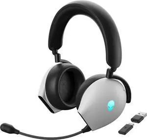 Alienware AW920H Tri-Mode Wireless Gaming Headset - Dolby Atmos Virtual Surround Sound, Active Noise Cancelling, AI-driven Noise-Cancelling microphone, USB-C Wireless Dongle - Lunar Light, Large