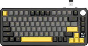 ATTACK SHARK X85 Pro Wireless Gaming Keyboard,Hot Swappable,Tri-Mode(BT 5.1/2.4Ghz/Type-C),Gasket, TFT Display & Knob,75% Layout,PBT Keycaps,QMK Custom for PC/MAC-Black/Linear Blueberry Switch