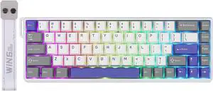 EPOMAKER Aula WIN68 HE Magnetic Keyboard with Adjustable Actuation, Hall Effect Switches, 65% Wired Compact Keyboard, 8000 Hz Polling Rate, Hot-Swappable (Grey&White&Blue)