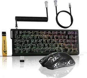 ATTACK SHARK X11 & X68 PRO HE Wireless Gaming Combo,Rapid Trigger Hall Effect Magnetic Switch 8K Keyboard,Ultra-Light 22K DPI PAW3311 Optical Sensor Mouse,RGB Backlit Tri-Mode with Coiled Cable-Black