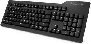 Das Keyboard Prime 13 Backlit Wired Mechanical Keyboard, Cherry MX Brown Mechanical Switches, Clean White LED Backlit Keys, USB Pass-Through, Aluminum Top Panel (104 Keys, Black)