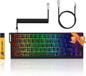 ATTACK SHARK X68 HE 8KHZ Rapid Trigger Keyboard Magnetic Switch,0.01 mm RT Accuracy,Wired RGB 60% Gaming Keyboard TKL with Adjustable Actuation,Snap Tap,Coiled Cable,for PC/Mac(Black Contour)