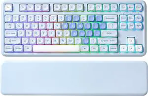 YUNZII B87 Wireless Mechanical Keyboard,QMK/VIA Programmable,TKL Layout 87 Keys,BT/2.4G/USB-C,Hot Swap Gasket Mount RGB Backlit Gaming with Wrist Rest for Win/Mac (Blue Heart, Milk V2)