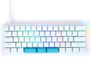 KINESIS Gaming TKO White Mechanical Keyboard | Tactile Brown Switches | 60% Layout | Split Spacebar | Hotswap | White Body