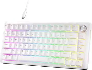 DIERYA DK81E 75% Mechanical Gaming Keyboard, Hot-Swappable Gasket-Mount Creamy Sound, Programmable, Volume Knob, RGB Backlit, Double-Shot Keycaps, 6-Layer Foam, Pre-Lubed Switches, USB-C Wired, White