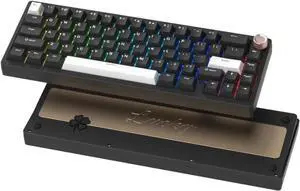 Womier SK65 Wireless Mechanical Gaming Keyboard with Knob, 60 Percent Aluminium Keyboard for PC, Bluetooth 5.0/2.4GHz/USB-C Wired, Hot Swappable Custom Lineaner Switch, RGB Backlit (Black V2)