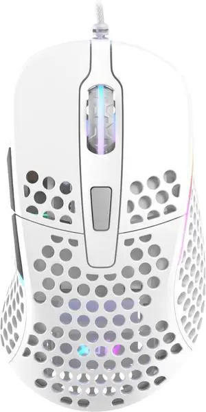 Xtrfy M4 RGB, Ultra-Light Wired Gaming Mouse, Ergonomic Design for Right-Handers, Cutting-Edge Pixart 3389 Sensor, Adjustable RGB Lighting, White Edition